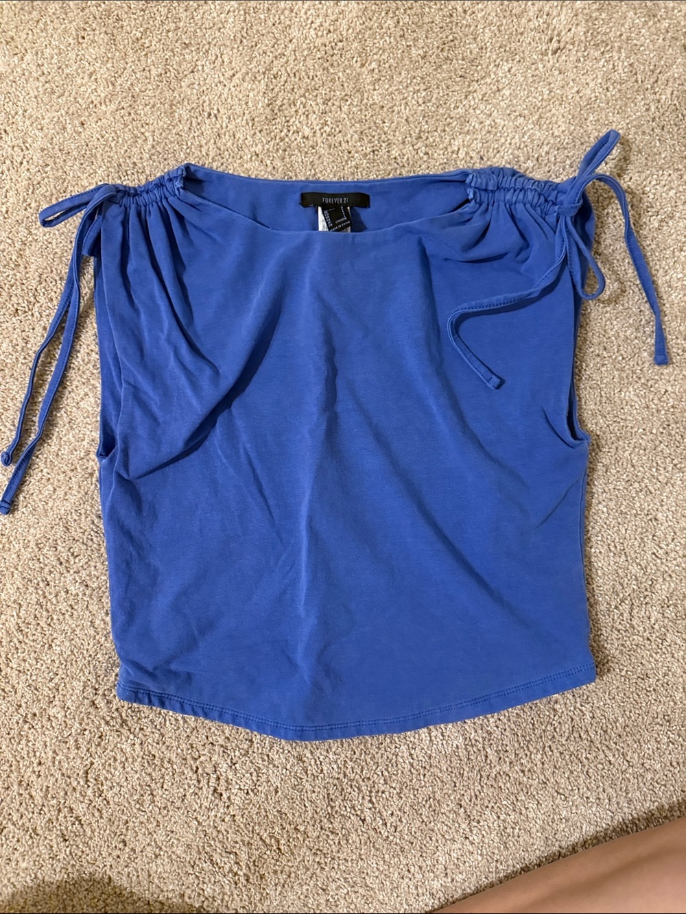 Forever 21 Blue Drawstring Shoulder Tank Top
